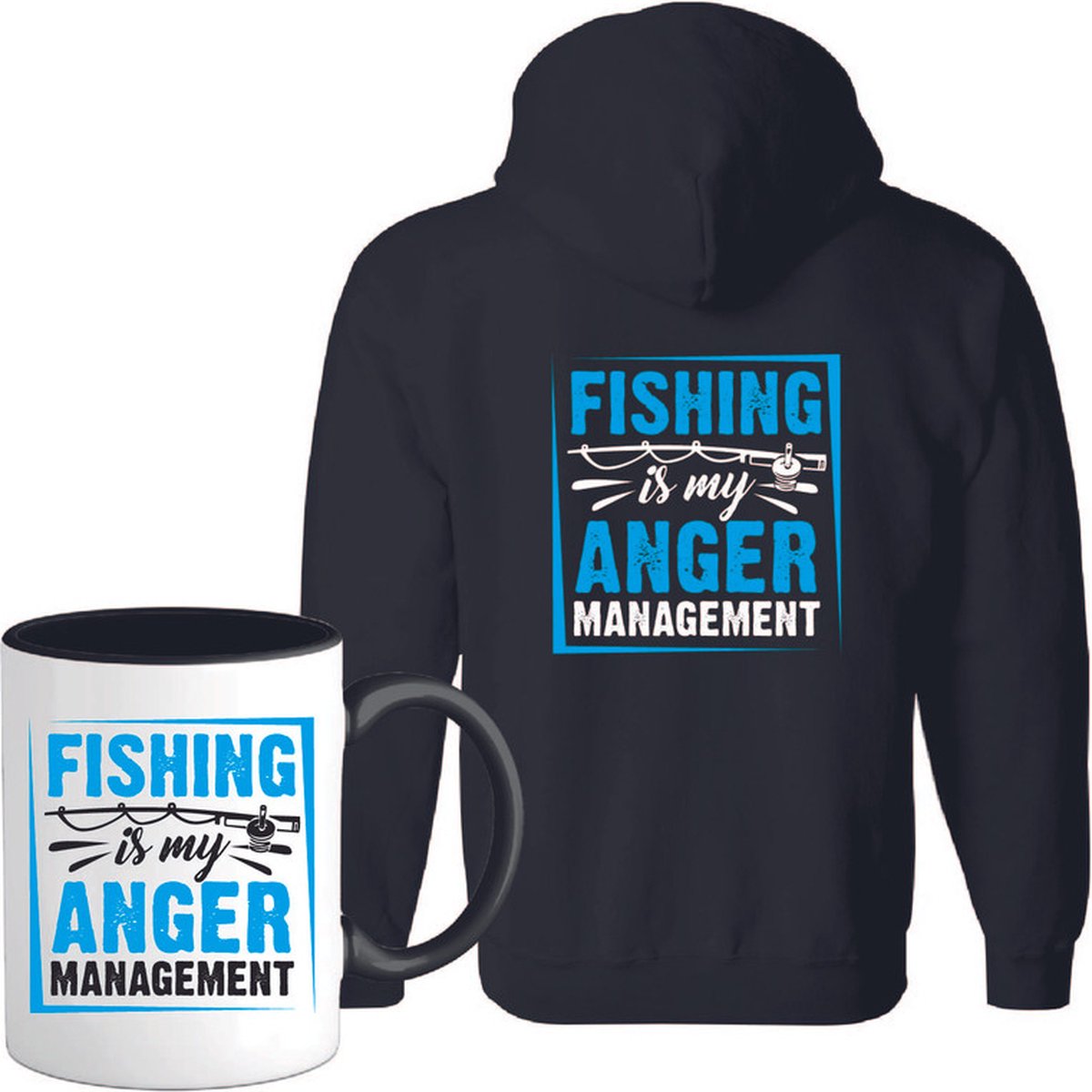 T-Shirtknaller Vest met koffiemok | Fishing is my anger managment - Vis / Vissen / Vishengel Kleding | Heren / Dames Vest Cadeau | Kleur zwart | Maat M